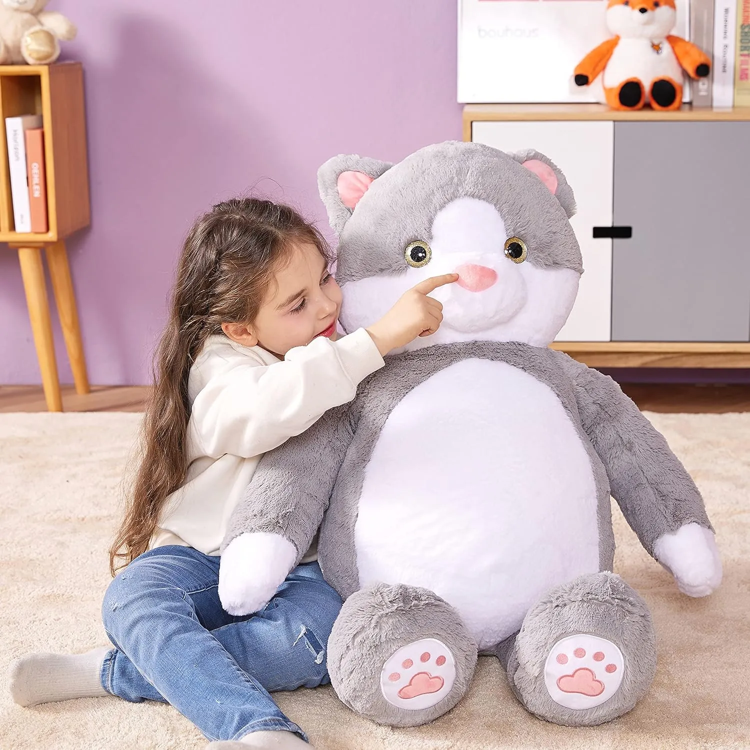 IKASA Giant Cat Stuffed Animal Plush Toy,30" Large Kitten Cute Jumbo Soft Toys, Huge Big Size Fluffy Plushy Fat Oversized Plushie,Gifts for Kids