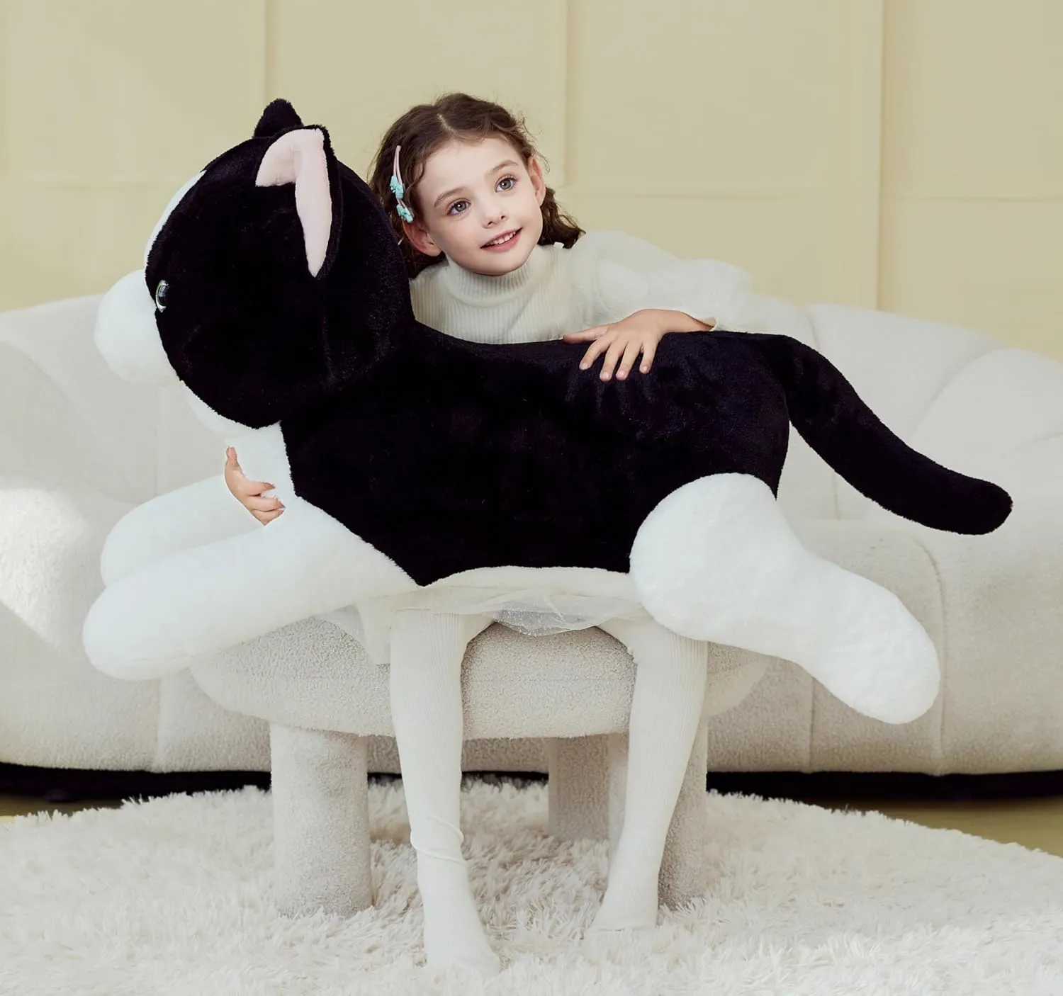 IKASA Giant Cat Tuxedo Stuffed Animal Plush Toy,Big Large Jumbo Soft Toys,30" Cute Huge Size Fluffy Plushy Fat Oversized Plushie,Gifts for Kids