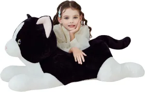 IKASA Giant Cat Tuxedo Stuffed Animal Plush Toy,Big Large Jumbo Soft Toys,30" Cute Huge Size Fluffy Plushy Fat Oversized Plushie,Gifts for Kids