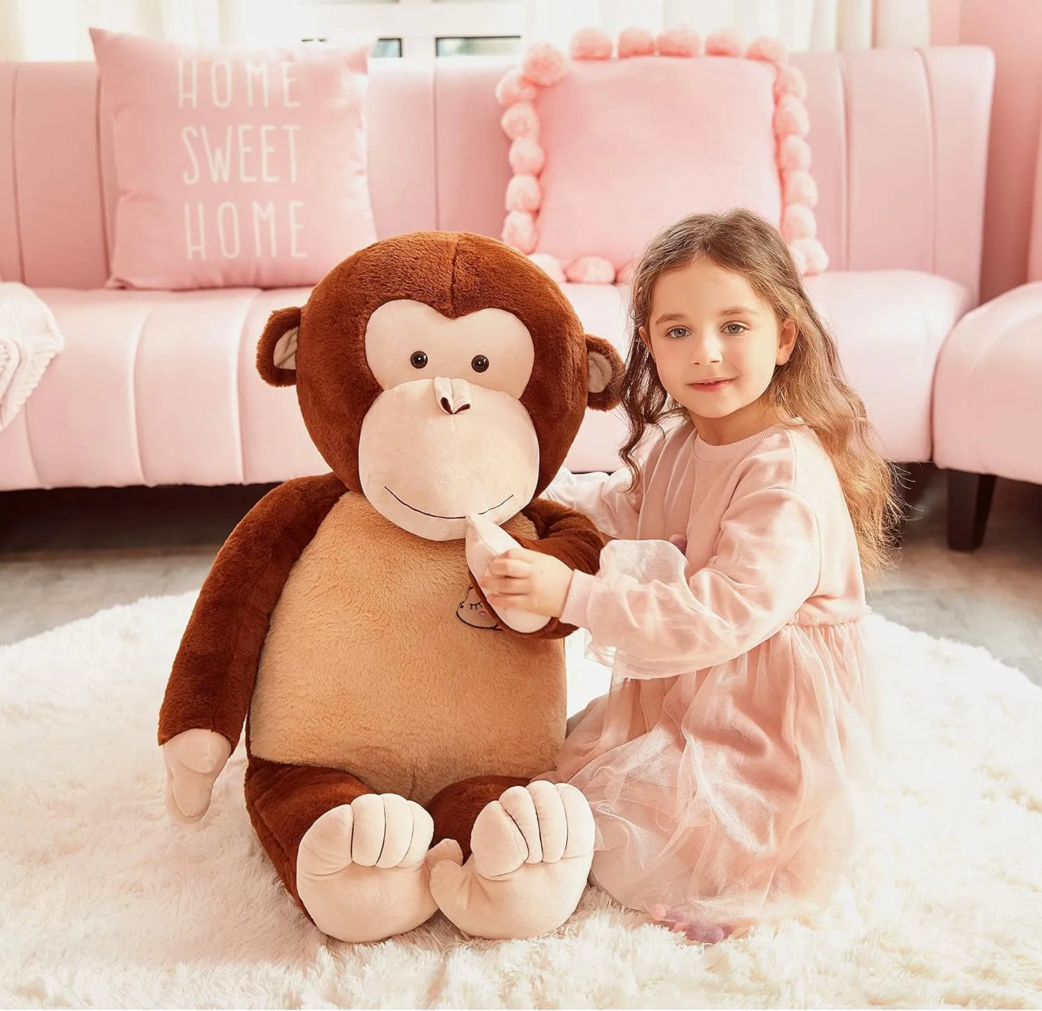 IKASA Giant Large Monkey Stuffed Animal Plush Toy for Children (Brown, 30 inches)
