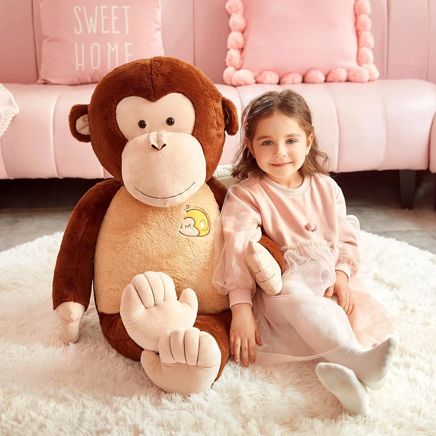 IKASA Giant Large Monkey Stuffed Animal Plush Toy for Children (Brown, 30 inches)