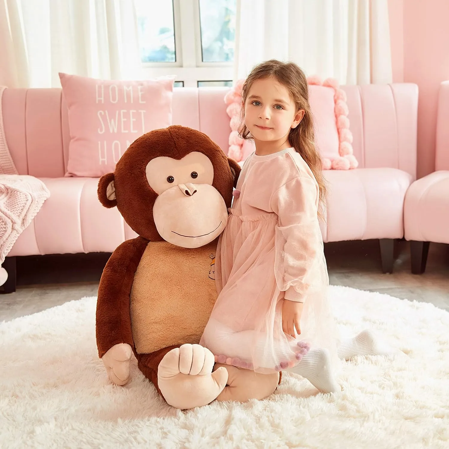 IKASA Giant Large Monkey Stuffed Animal Plush Toy for Children (Brown, 30 inches)