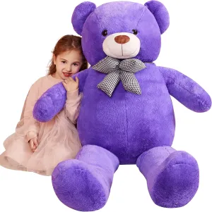 IKASA Giant Teddy Bear Stuffed Animal Plush Toy,Large Cute Jumbo Soft Toys,Huge Big Size Fluffy Plushie,Gifts for Kids (Purple, 47 inches)
