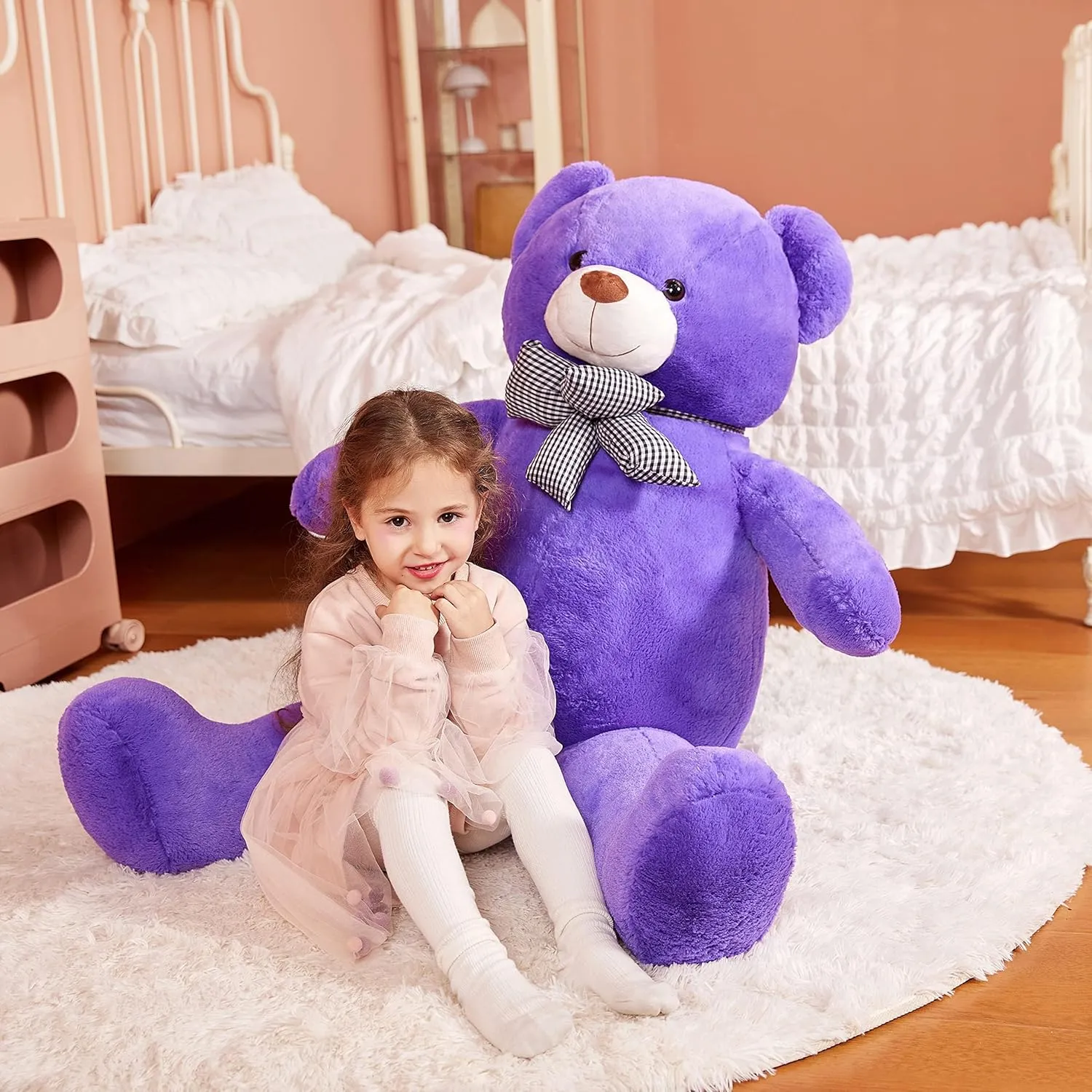IKASA Giant Teddy Bear Stuffed Animal Plush Toy,Large Cute Jumbo Soft Toys,Huge Big Size Fluffy Plushie,Gifts for Kids (Purple, 47 inches)