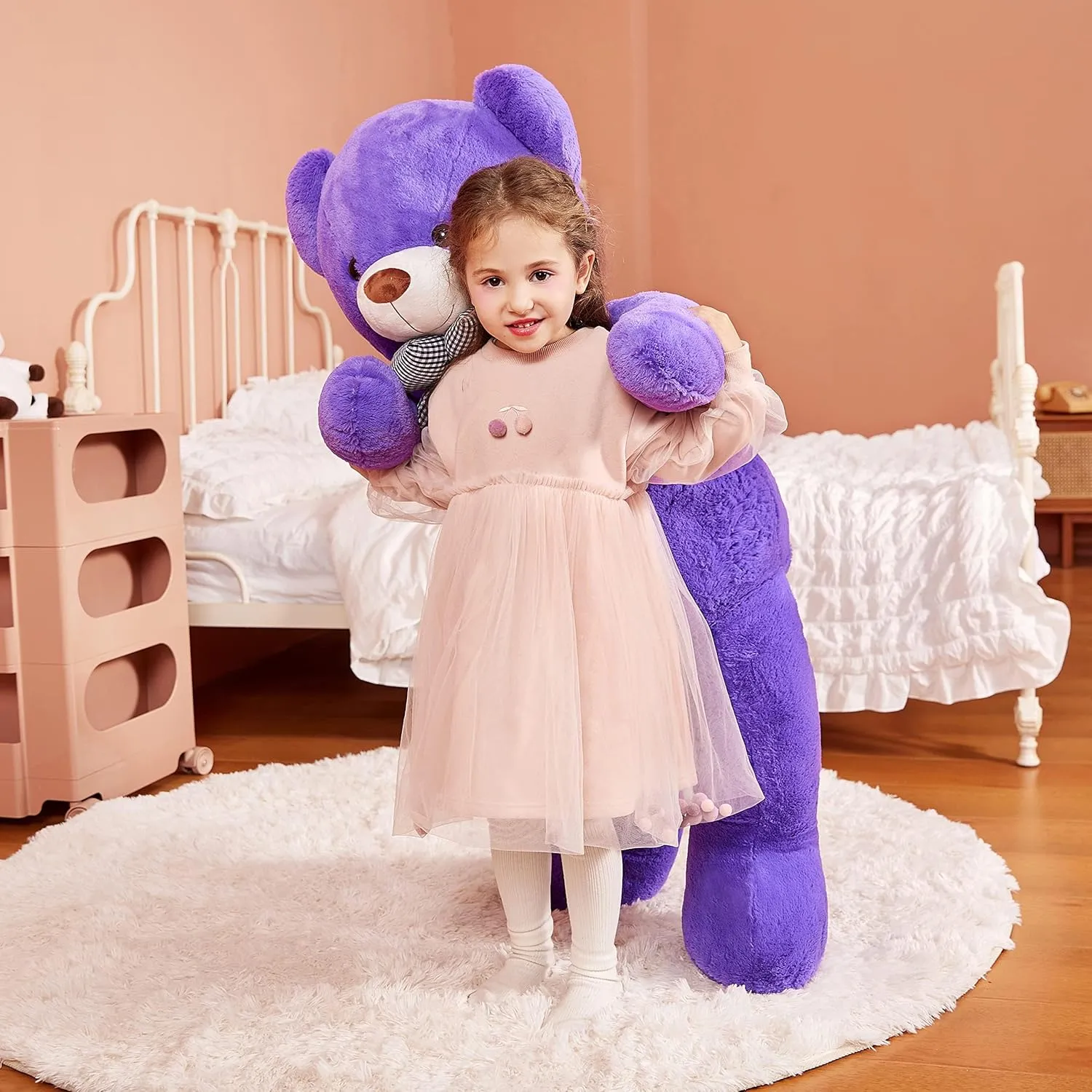 IKASA Giant Teddy Bear Stuffed Animal Plush Toy,Large Cute Jumbo Soft Toys,Huge Big Size Fluffy Plushie,Gifts for Kids (Purple, 47 inches)