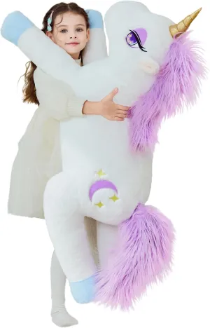 IKASA Giant Unicorn Stuffed Animal Plush Toy,Large Big Jumbo Soft Toys,43" Huge Size Cute Plushy Fluffy Fat Oversized Plushie,Gifts for Kids Girls
