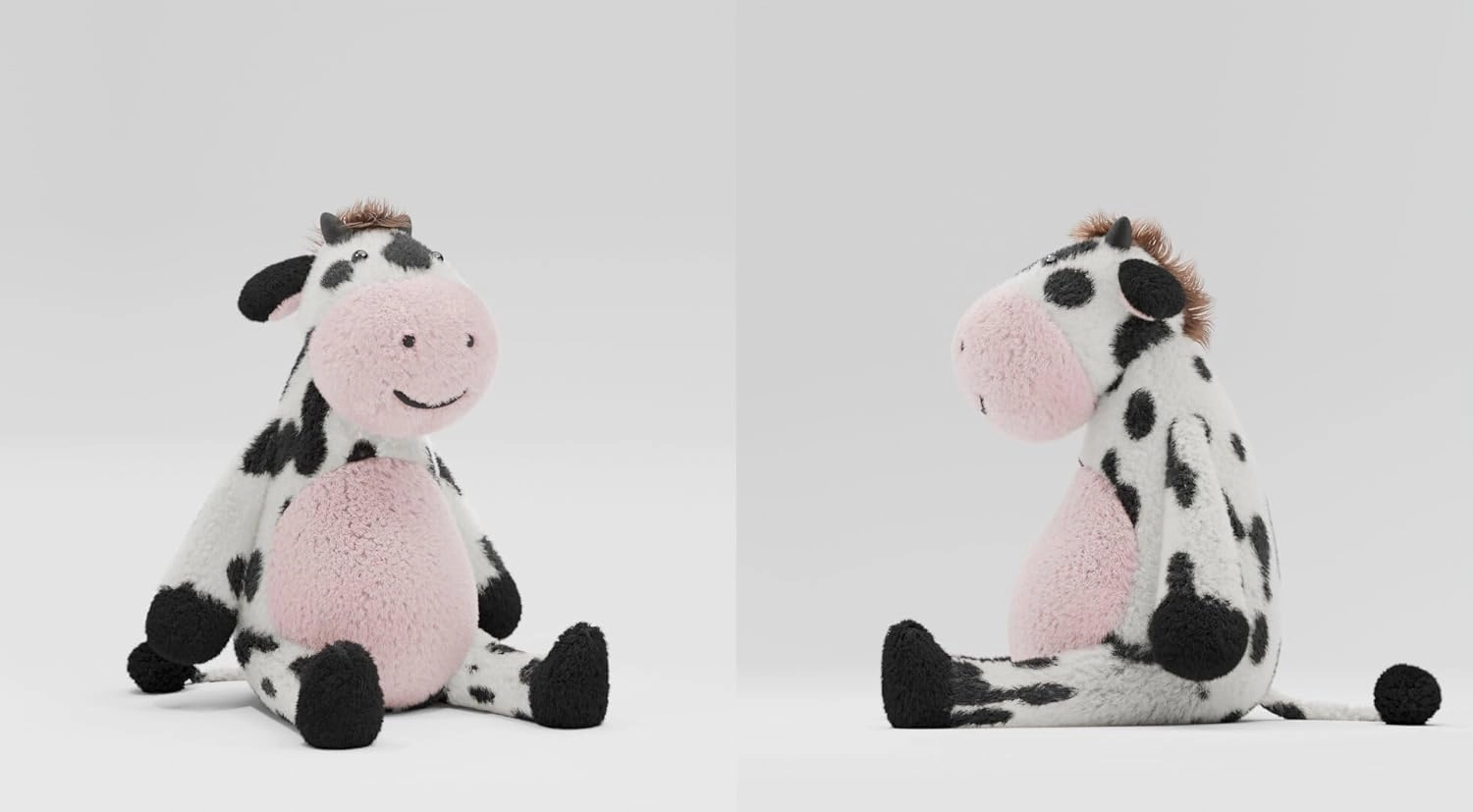 IKASA Cow Stuffed Animals Plush Toys,15" Fluffy Cuddly Cute Soft Plushy Toy, Gifts for Family Kids Girls Boys Children