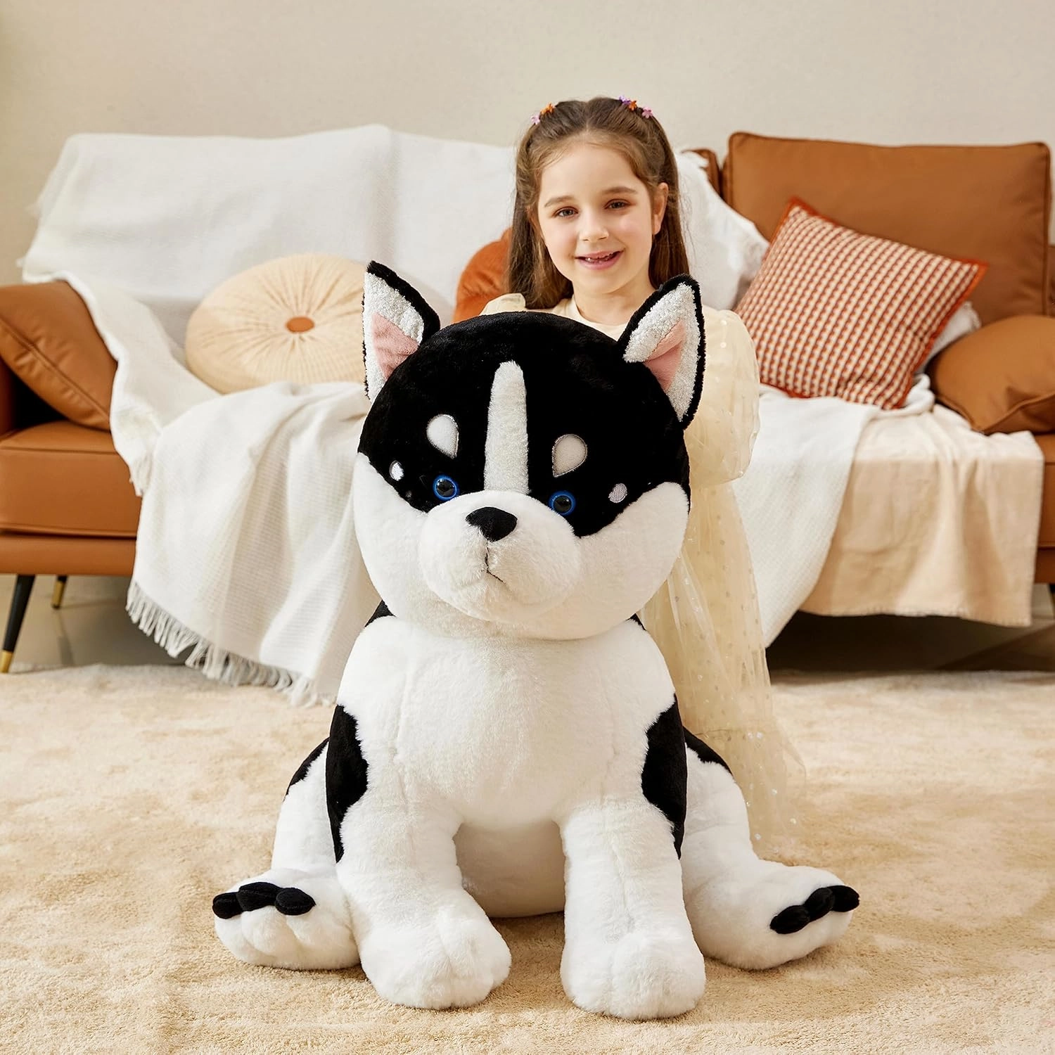 IKASA Giant Husky Stuffed Animal Plush Toy,Large Big Jumbo Soft Toys,23" Huge Size Cute Fluffy Plushy Fat Oversized Plushie,Gifts for Kids Girls Boys