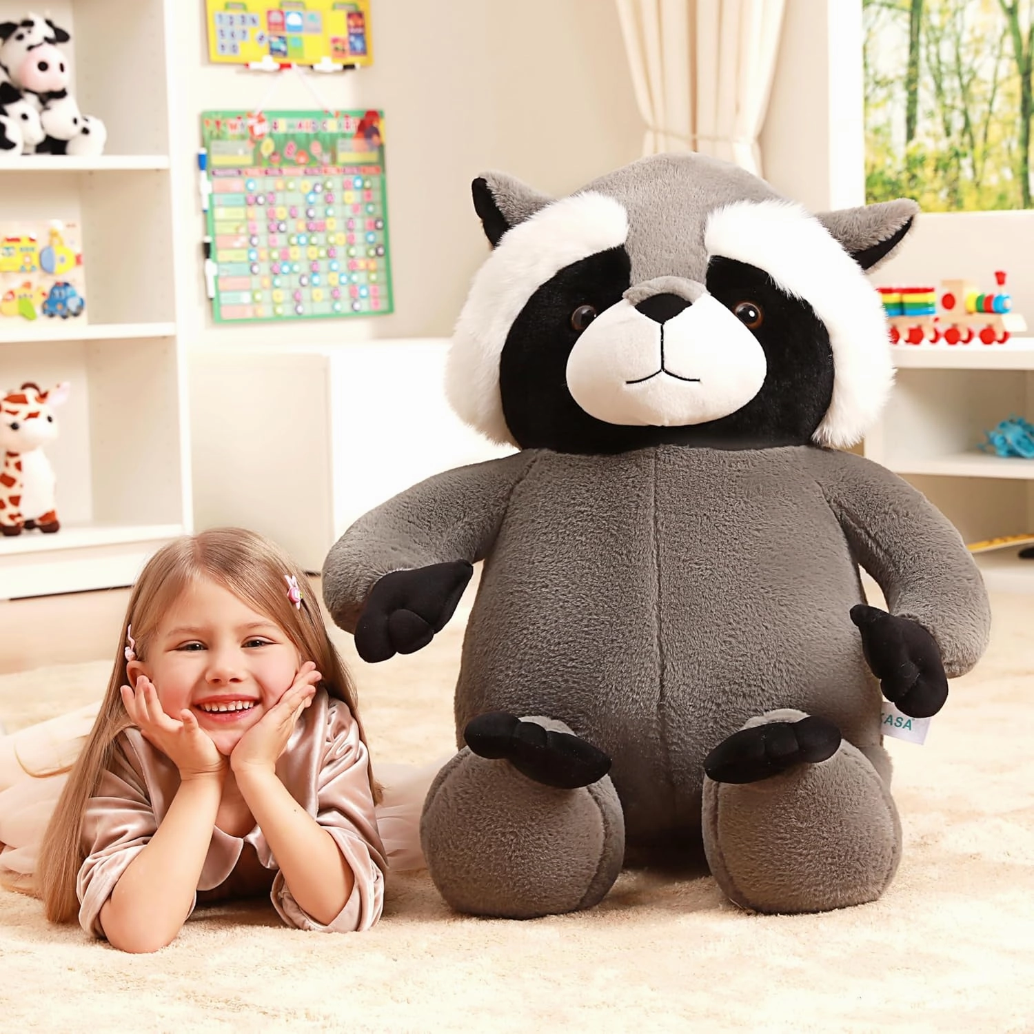 IKASA Giant Racoon Stuffed Animal Raccoon Plush Toy,31.5" Big Large Jumbo Soft Toys,Cute Huge Size Fat Fluffy Plushy Plushie,Gifts for Kids
