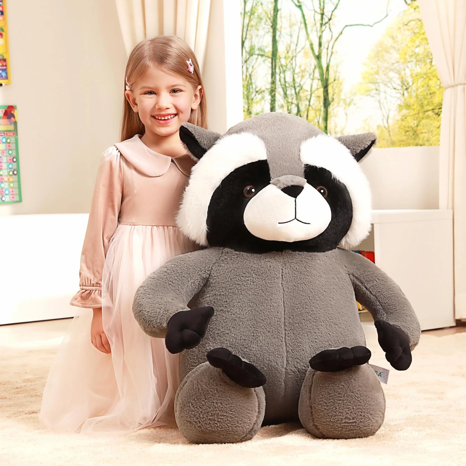 IKASA Giant Racoon Stuffed Animal Raccoon Plush Toy,31.5" Big Large Jumbo Soft Toys,Cute Huge Size Fat Fluffy Plushy Plushie,Gifts for Kids