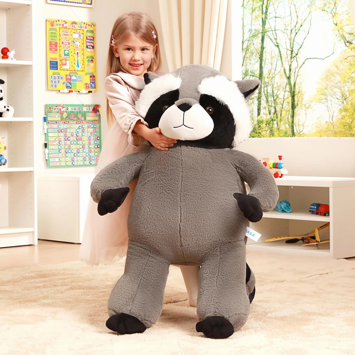 IKASA Giant Racoon Stuffed Animal Raccoon Plush Toy,31.5" Big Large Jumbo Soft Toys,Cute Huge Size Fat Fluffy Plushy Plushie,Gifts for Kids