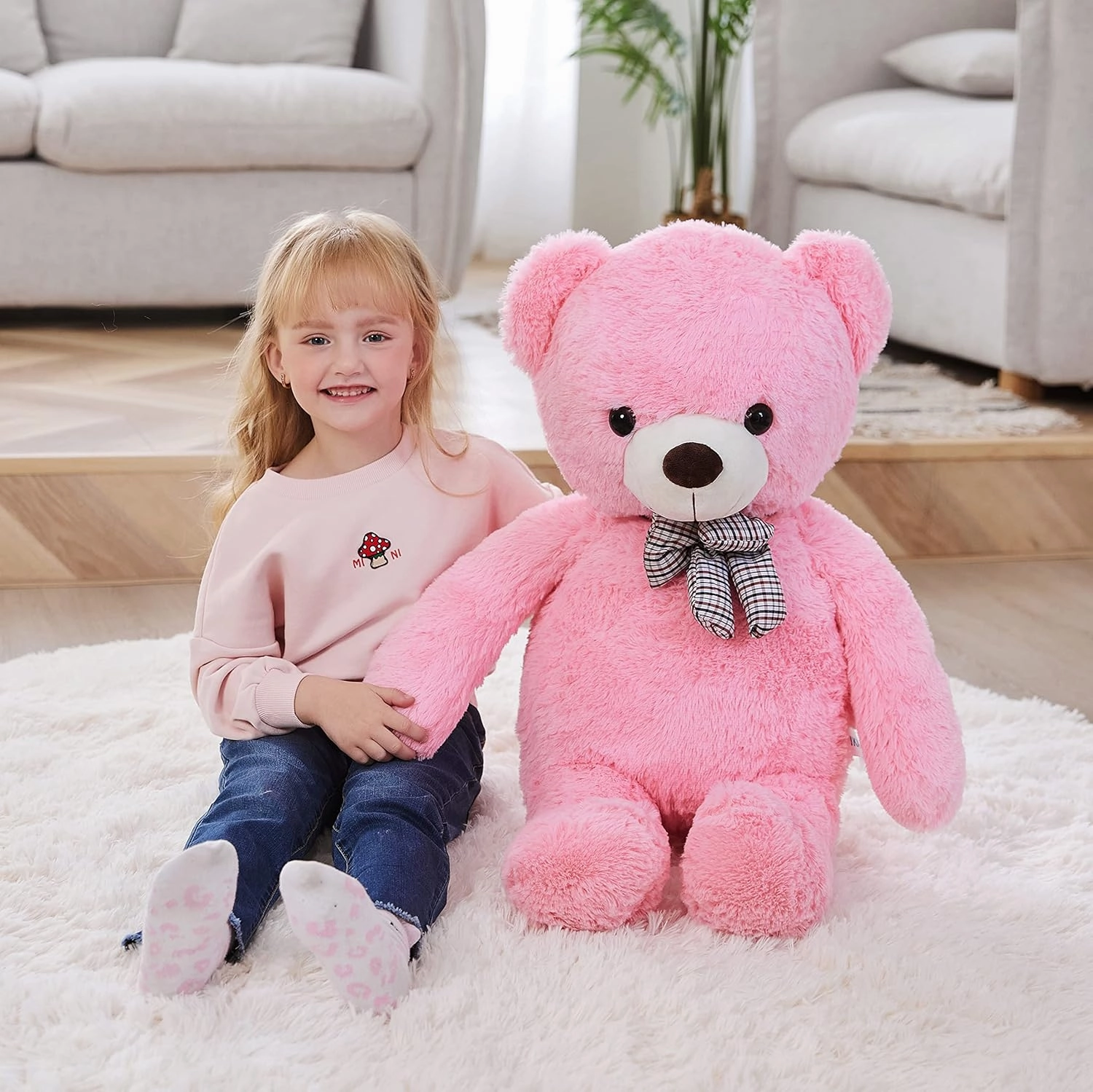 IKASA Giant Teddy Bear Plush Toy Stuffed Animals (Pink, 30 inches)