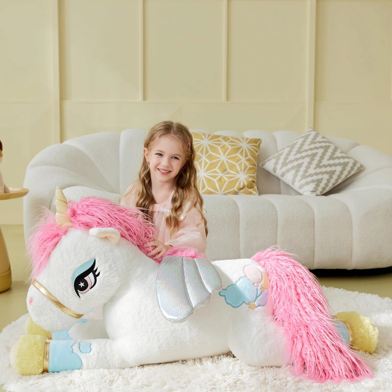 IKASA Giant Unicorn Stuffed Animal Plush Toy,Large Big Jumbo Soft Toys,43" Huge Cute Plushy Fluffy Plushie,Gifts for Kids Girls Girlfriend Children