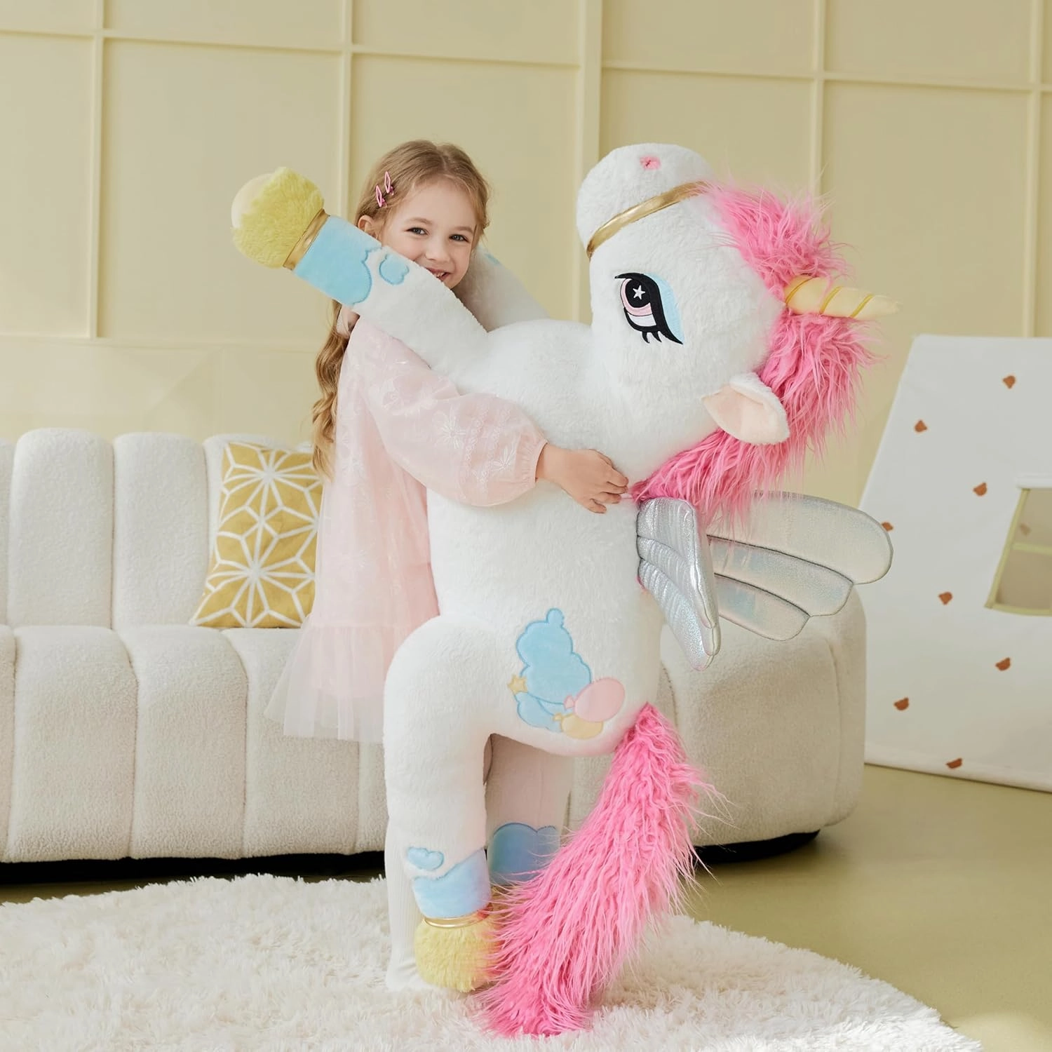 IKASA Giant Unicorn Stuffed Animal Plush Toy,Large Big Jumbo Soft Toys,43" Huge Cute Plushy Fluffy Plushie,Gifts for Kids Girls Girlfriend Children