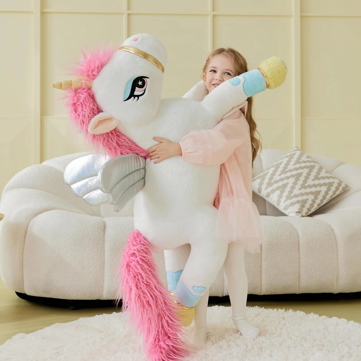 IKASA Giant Unicorn Stuffed Animal Plush Toy,Large Big Jumbo Soft Toys,43" Huge Cute Plushy Fluffy Plushie,Gifts for Kids Girls Girlfriend Children