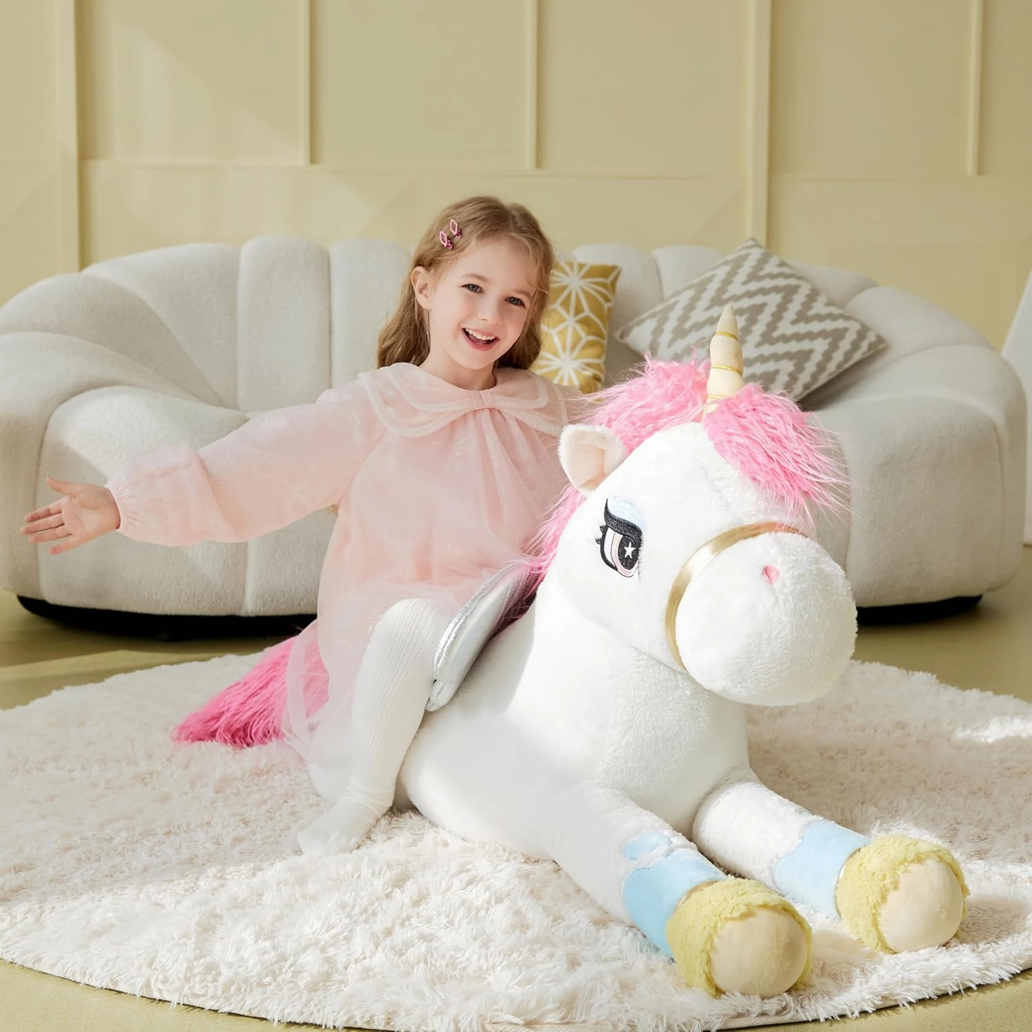 IKASA Giant Unicorn Stuffed Animal Plush Toy,Large Big Jumbo Soft Toys,43" Huge Cute Plushy Fluffy Plushie,Gifts for Kids Girls Girlfriend Children