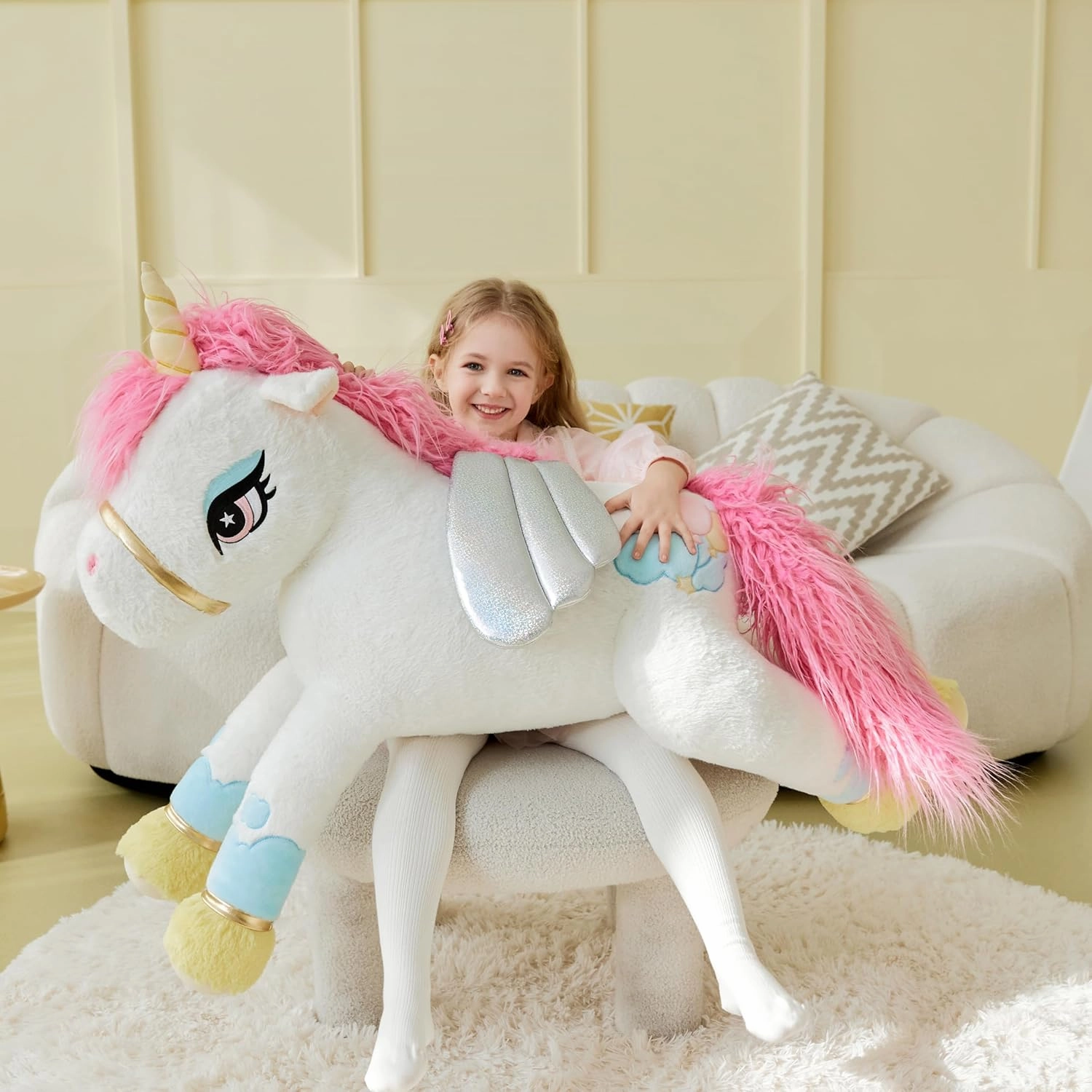IKASA Giant Unicorn Stuffed Animal Plush Toy,Large Big Jumbo Soft Toys,43" Huge Cute Plushy Fluffy Plushie,Gifts for Kids Girls Girlfriend Children