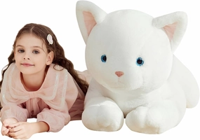 IKASA Giant White Cat Stuffed Animal Plush Toy,Big Large Jumbo Soft Toys,30" Huge Size Cute Fluffy Plushy Fat Oversized Plushie,Gifts for Kids