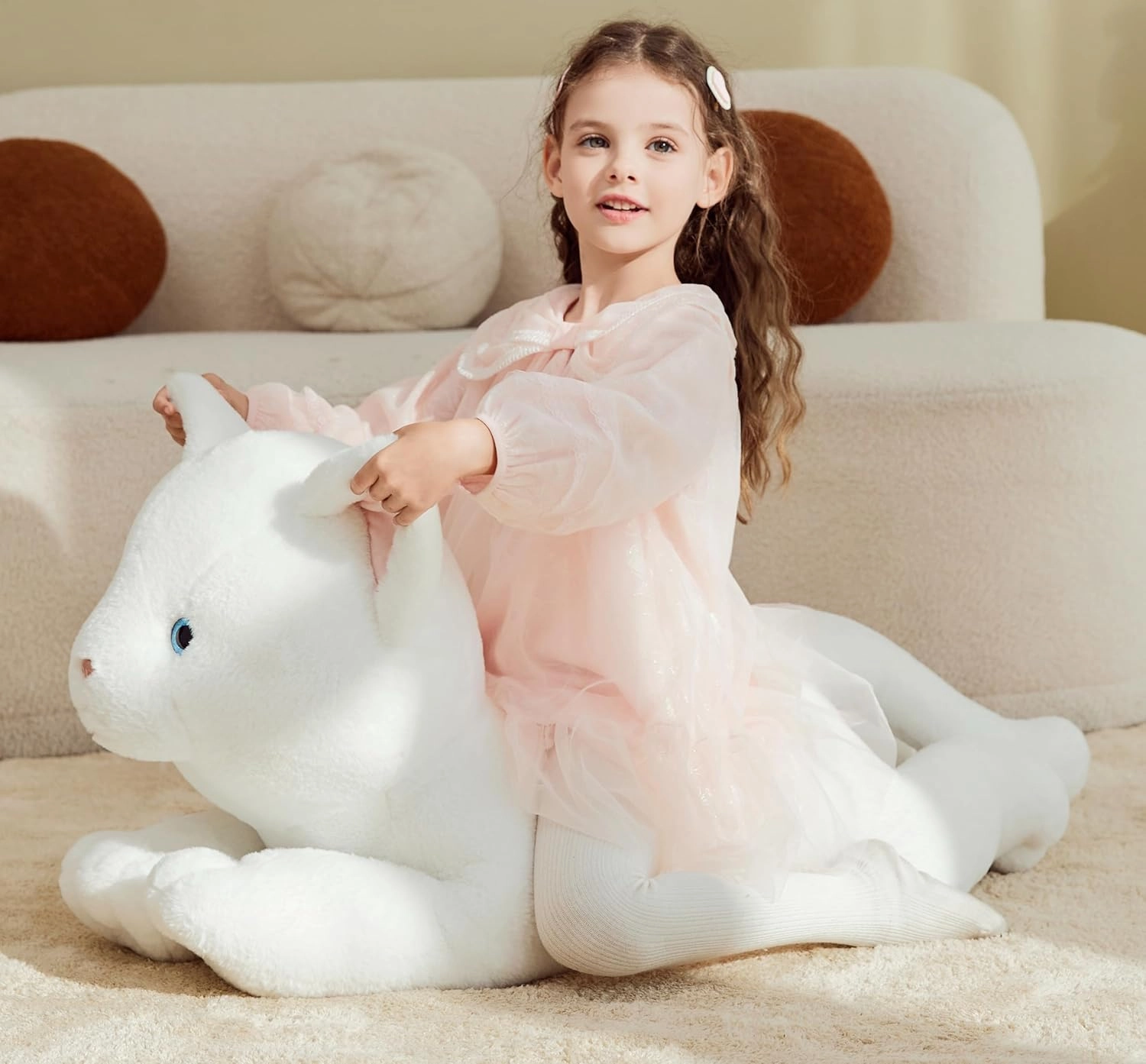 IKASA Giant White Cat Stuffed Animal Plush Toy,Big Large Jumbo Soft Toys,30" Huge Size Cute Fluffy Plushy Fat Oversized Plushie,Gifts for Kids