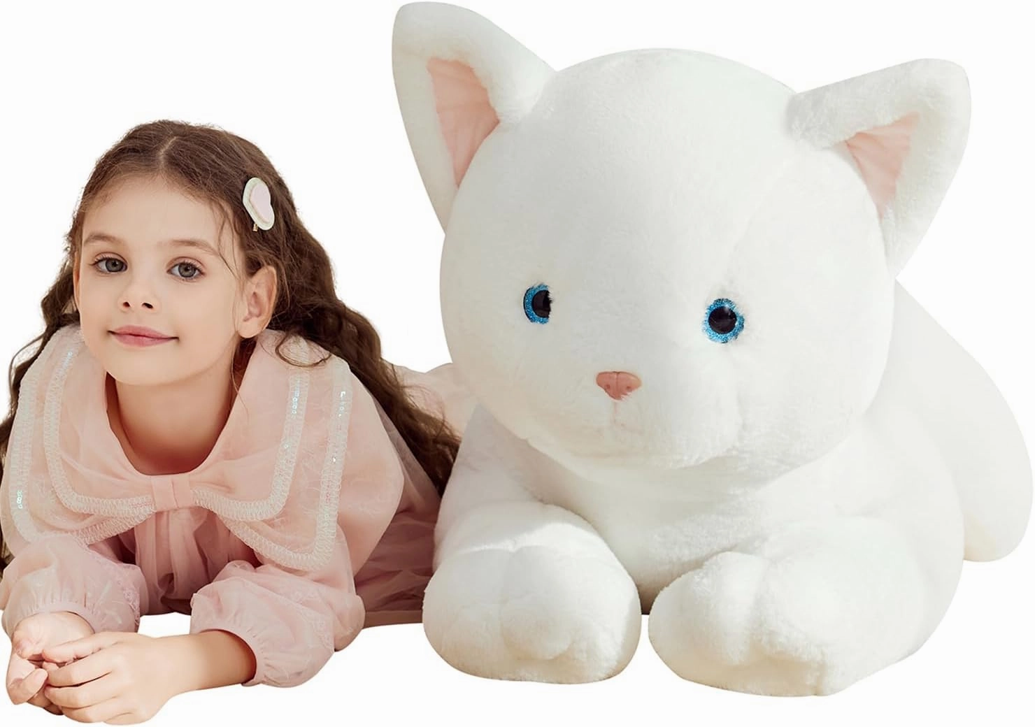IKASA Giant White Cat Stuffed Animal Plush Toy,Big Large Jumbo Soft Toys,30" Huge Size Cute Fluffy Plushy Fat Oversized Plushie,Gifts for Kids