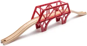 inc. 3 Piece Bridge with Ascending Tracks, Durable Plastic and Wooden Railway Suspension Bridge, Accessory Compatible with Major Name Brand Wooden Trains and Accessories