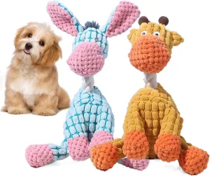 Indestructible Dog Toys,2025 Upgrade Dog Plush Toy for Aggressive Chewers,Dogs Squeaky Durable Chew Toy for Indoor Pups Teething,Stuffed Toys for Small Medium Large Animals (Donkey Giraffe)