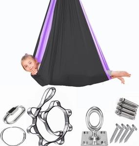 Indoor Therapy Sensory Swing For Adults Kids Teens 360° Swivel Cuddle Swings Has A Calming Relaxing Effect On Children Needs Autism Double Layer Doorway Hammock ( Color : Black-purple2 , Size : 230x15