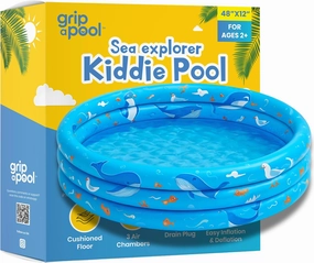Inflatable Kiddie Pool for Toddlers, 48"X12" Round Plastic Blow Up Kids Swimming Pool, Outdoor Water Play, Ball Pit Toys for Kids Age 2 3 4 5, Summer Essential Baby Splash Pools with Cushioned Floor