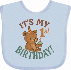 inktastic Cute Teddy Bear 1st Birthday Celebration Baby Bib