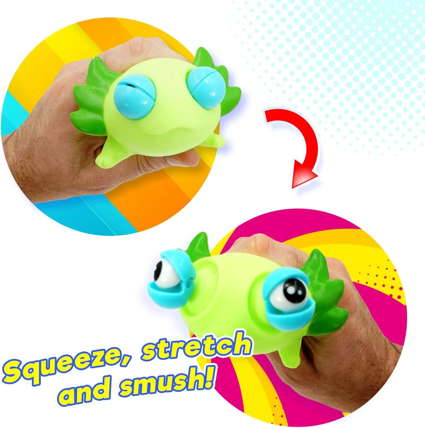 JA-RU Squeezy Pop-Eyes Axolotl Toy (12 Unit Assorted) Ugly Cute Squishy Animal Kids Toys for Boys and Girls. Smush Fidget Silly Stress Relief Axolotls Sensory Figure. 4747-12s
