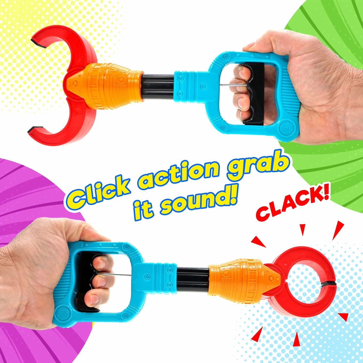 JA-RU Robot Arm Claw Grabber (6 Toys Assorted) 12 Inch Long Reach. Reacher Grabber Pickup Tool Kids Toys. Interactive Play & Learning Toy. Hand Eye Coordination Training. 5617-6s
