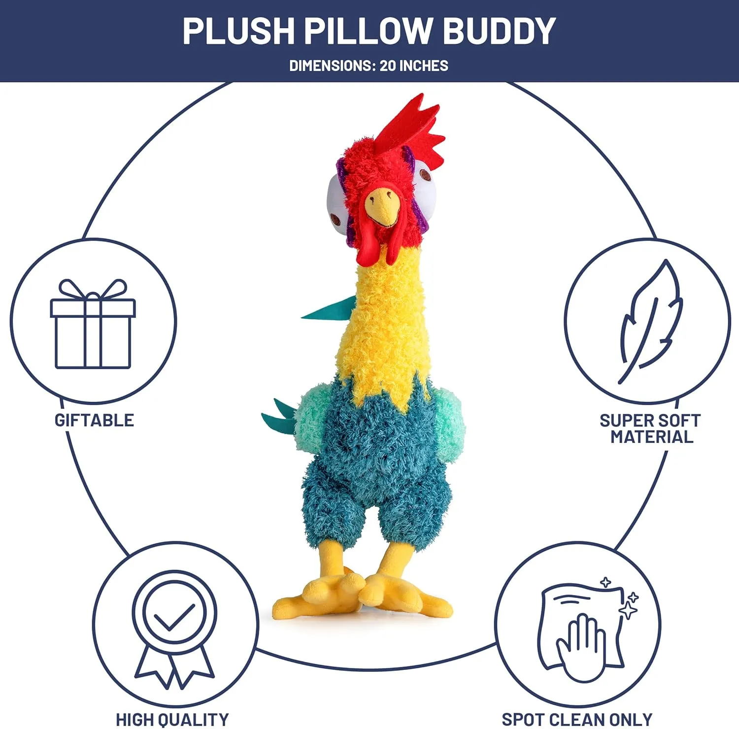 Jay Franco Disney Plush Pillow Buddy - Soft Plushie Stuffed Pillow, 20 Inches, Multi - Hei Hei