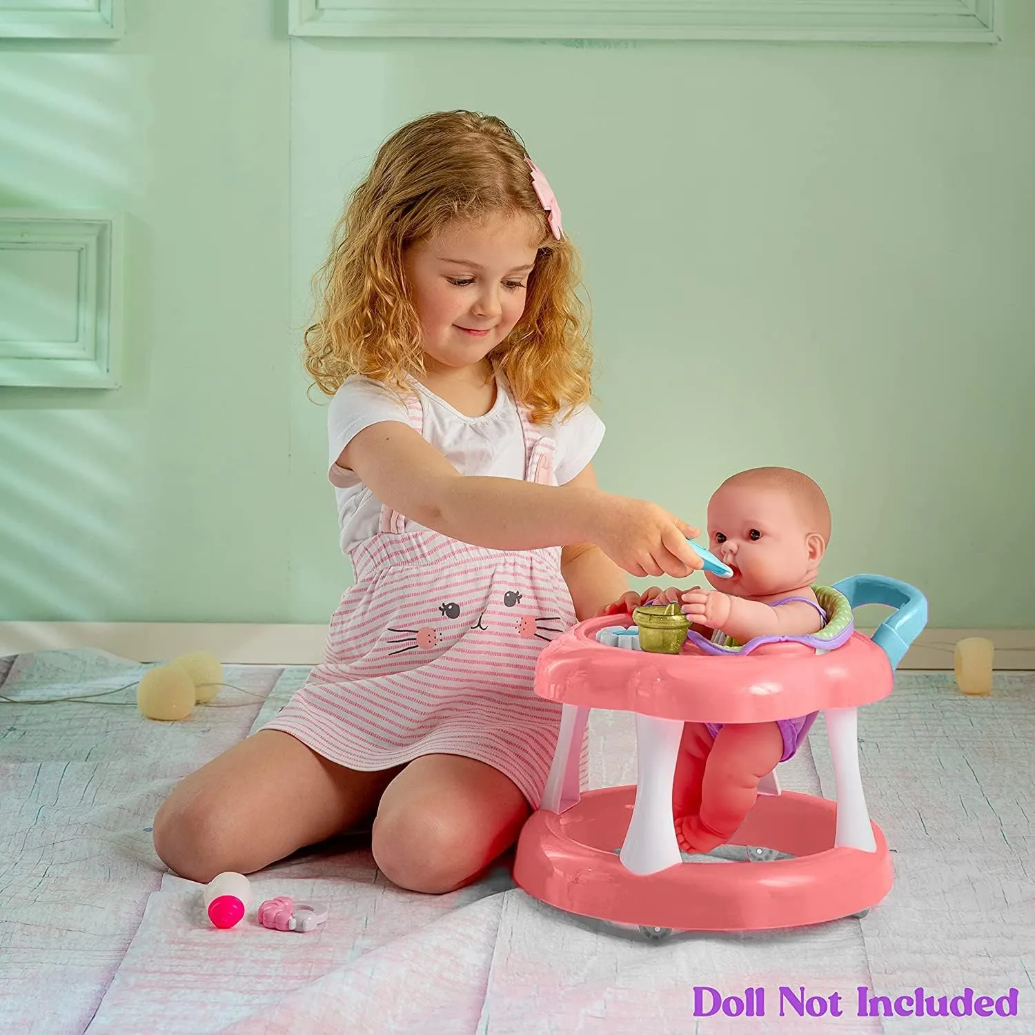 JC Toys - For Keeps Playtime! | Baby Doll Walker Gift Set | Fits Dolls up to 17" | Cloth Seat for easy use and Play Accessories | Ages 2 