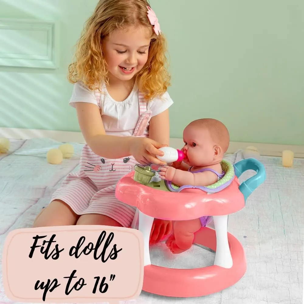JC Toys - For Keeps Playtime! | Baby Doll Walker Gift Set | Fits Dolls up to 17" | Cloth Seat for easy use and Play Accessories | Ages 2 