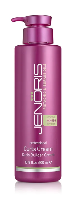 Jenoris Professional Curls Cream - Curls Builder Cream Natural haircare treatment. Infused with Pistachio oil for intense moisturizing allowing curly hair to be styled & frizz free (16.9 fl oz)