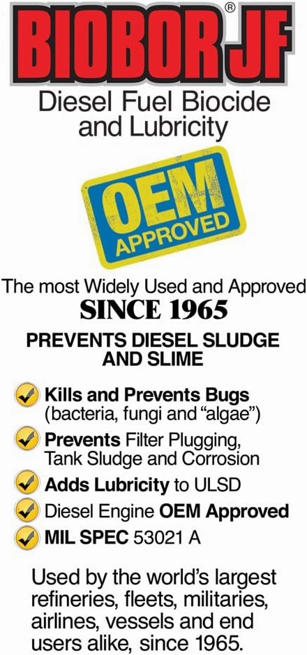 JF Diesel Fuel Additive: Highly Effective Fuel Biocide Supplement, Prevents Corrosion of Fuel Tanks, Increases Lubricity, Dual Phase Chemistry | 1 Gallon, 4-Pack, (BBJUG04US)