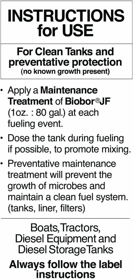 JF Diesel Fuel Additive: Highly Effective Fuel Biocide Supplement, Prevents Corrosion of Fuel Tanks, Increases Lubricity, Dual Phase Chemistry | 1 Gallon, (BBJUG01US)