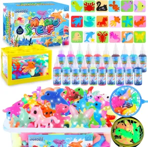 JOICEE Magic Water Elf Toy Kit for Kids,Aqua Fairy Water Gel Kit Water Pets with 20 Magic Gels and 18 Animal Molds for Kids Make Your Own Squishy Toys Craft Kits Birthday Holiday Gifts Party Favors