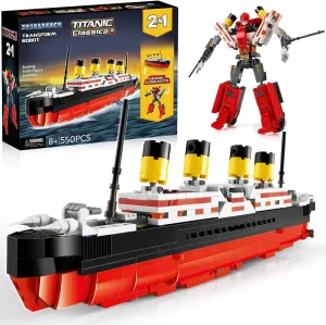 JOJO&Peach Titanic Stem Toys, 2 in 1 Titanic Model & Transform Robot Building Kit, Collectible Display Model Set, Stem Projects Toys Gifts for Kids Age 8  and Adults (550 Pieces)