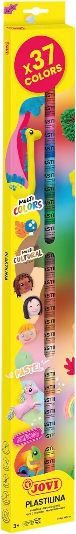 Jovi 90/37 plasticine, easily moldable modelling clay for children from 2 years, 15 g each, 37, 37 colours