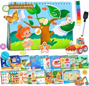 JoyCat Preschool Busy Book for Toddlers 4-5, STEAM Theme Learning Activities Books, Educational Sensory Toys, Autism Learning Material, Back to School, Birthdays Presents for Boys Girls