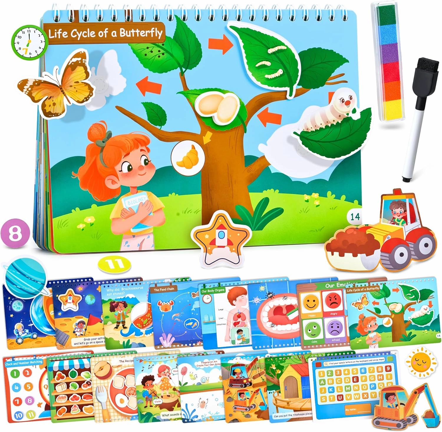 JoyCat Preschool Busy Book for Toddlers 4-5, STEAM Theme Learning Activities Books, Educational Sensory Toys, Autism Learning Material, Back to School, Birthdays Presents for Boys Girls