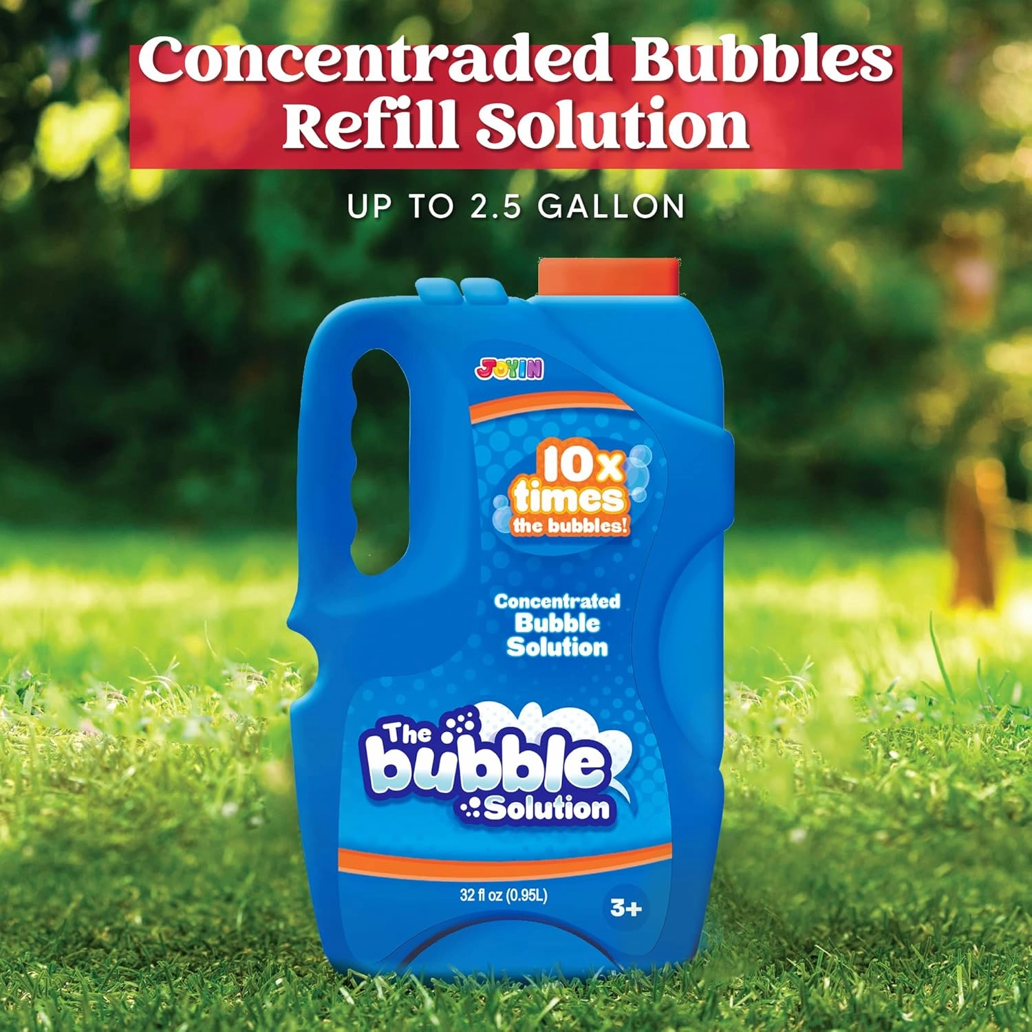 JOYIN 32 oz Bubble Solution Refills (Close to 1L/ up to 2.5 Gallon), Concentrated Solution for Bubble Machine, Wands, Blower, Easter