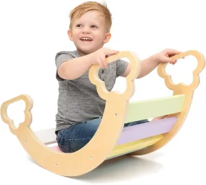 JumpOff Jo - Wooden Arch Climber - Fun Rocking Arch & Climbing Toy for Kids, Montessori Open Play, Indoor Playground Activity - Toddler Climbing Toys - Pastel Colors