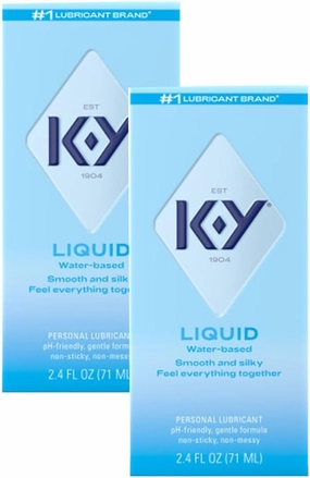 K-Y Liquid Classic Water-Based Body Friendly Formula 2.4 Fl Oz Personal Lubricant for Wetter Sex for Men, Women and Couples & Safe to Use with Latex Condoms (2 Pack)