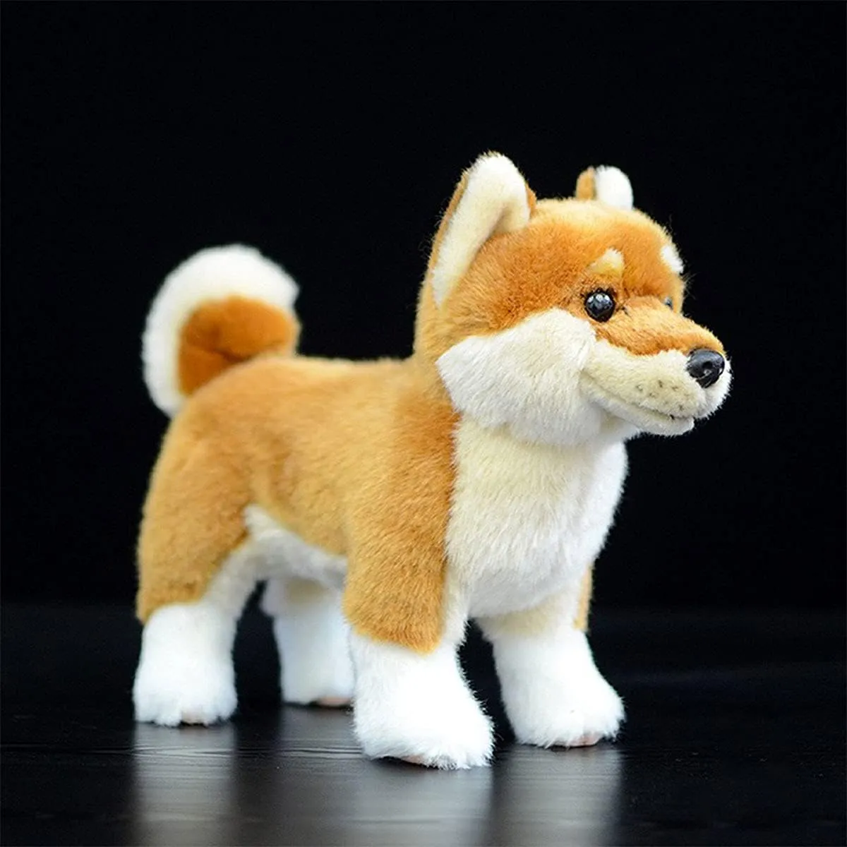 Kawaii Brown Shiba Inu Dog Plush Toy Realistic Simulation Soft Stuffed Animal Akita Puppy Plushie Pillow Toys Lifelike Dog Home Decoration 11'' Long (Brown and White)