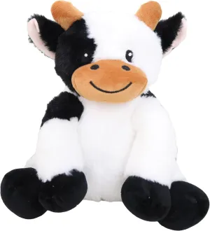 Kawaii Stuffed Fluffy Dairy Cattle Animal Fluffy Cow Plush Toy Fuzzy Milk Bull Plushies Sitting Cow Doll Gift for Kids or Lover in Birthday Valentine and Christmas 12 Inch