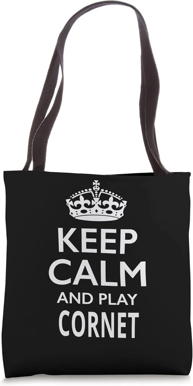 Keep Calm and Play Cornet Funny Musical Instrument Design Tote Bag