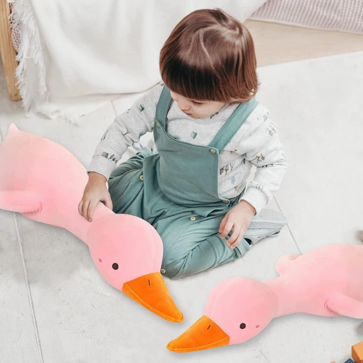 kewo Duck Plush Pillow Stuffed Animal Toy, Cute Giant Goose Plush Duck Stuffed Animal,Soft Hugging Pillow for Kids Bedding (Pink,33.4 in)…