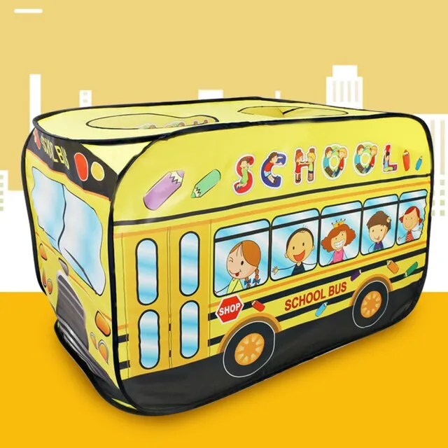 Kids Children Tent Popup Play Tent Toy Garden Lawn Foldable Playhouse Fire Truck Game House Bus Tent Indoor Outdoor Game
